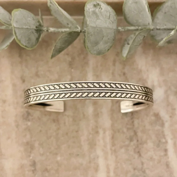 925 Sterling Silver Mens Bangle Bracelet Vintage Cuff Bracelet